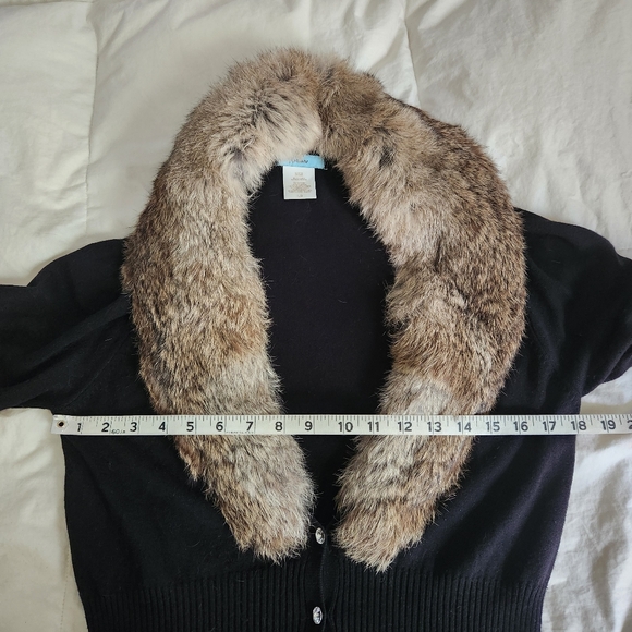 Marciano Fur Collar Cardigan Sweater Black Size Large Removable Collar READ - Picture 6 of 9